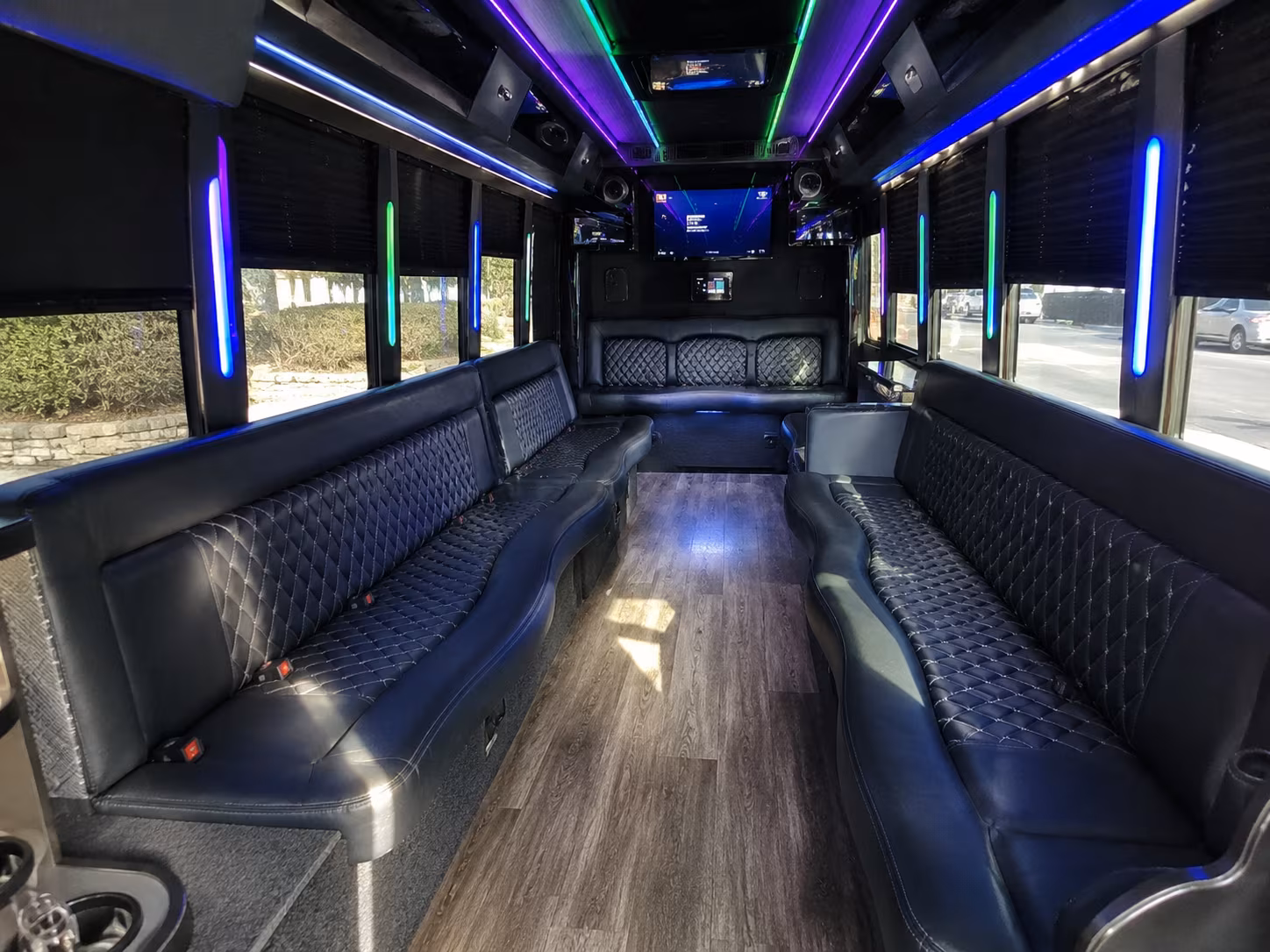 union 15 passenger party bus interior