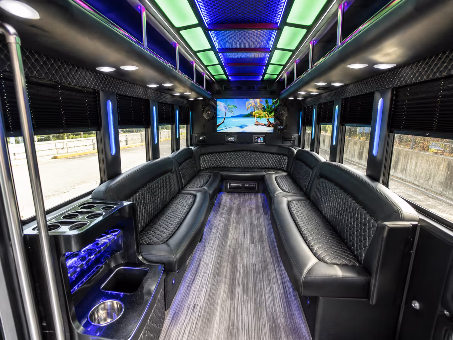 union 18 passenger party bus inside