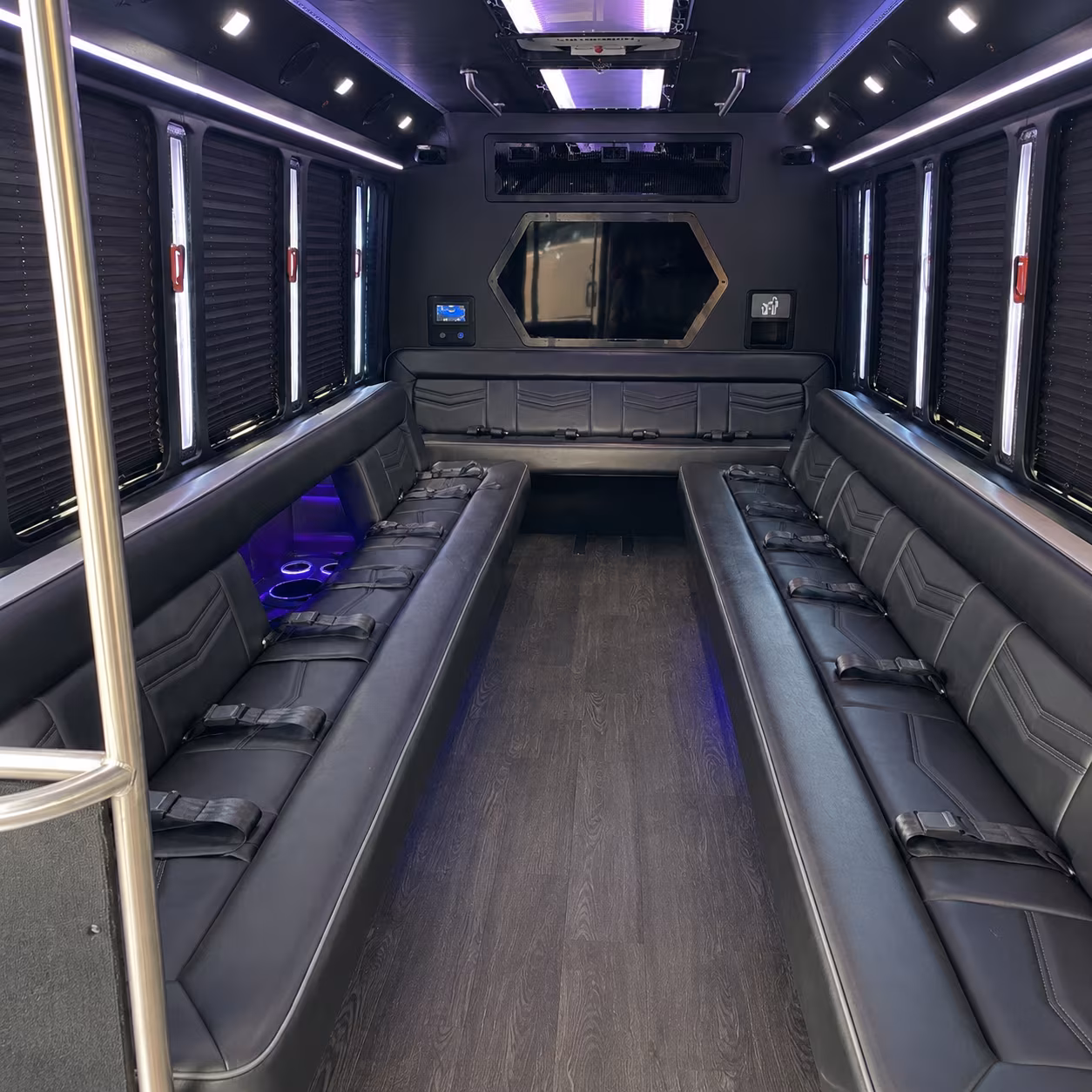 union 18 passenger party bus interior