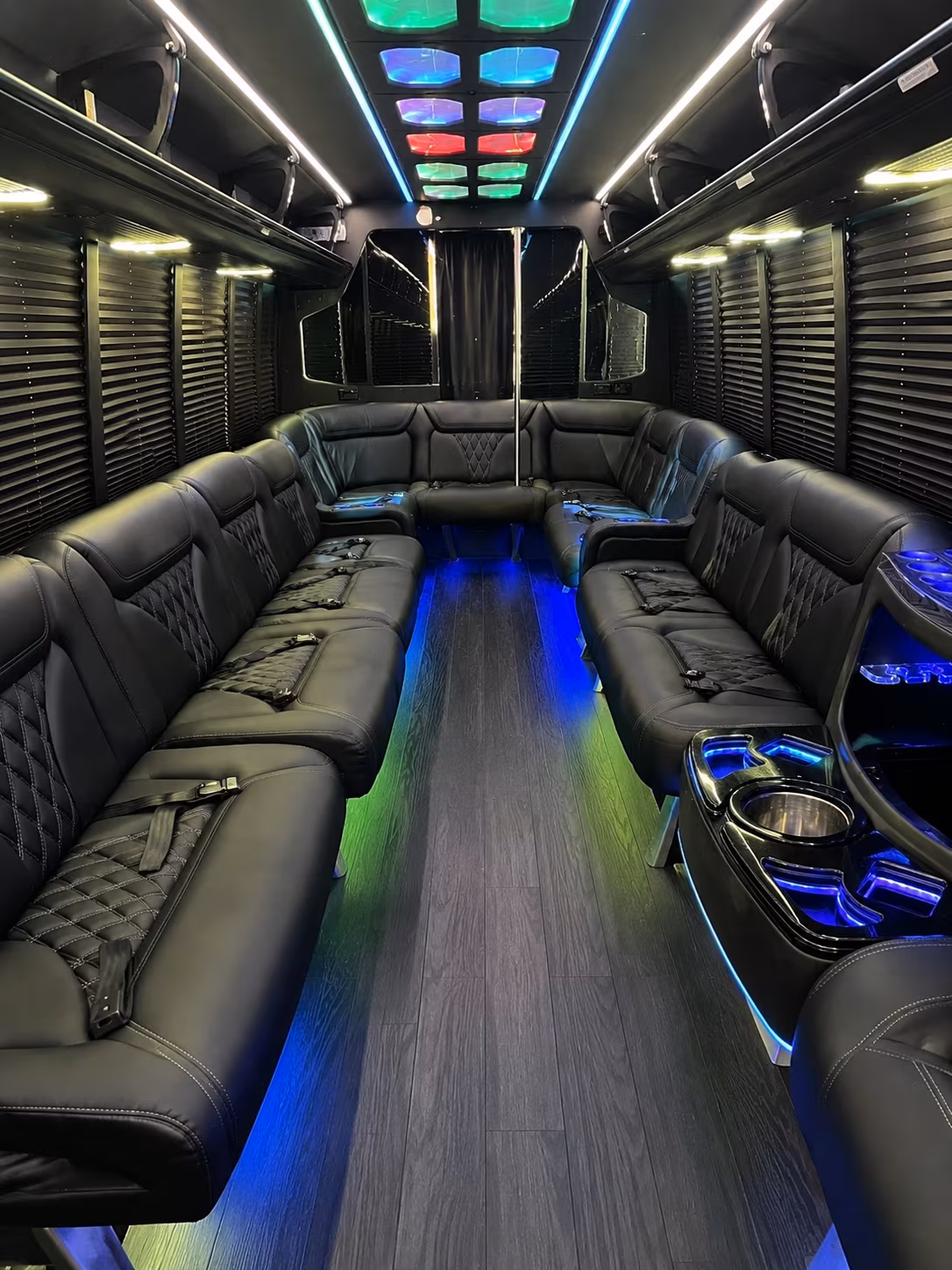 union 20 passenger party bus interior