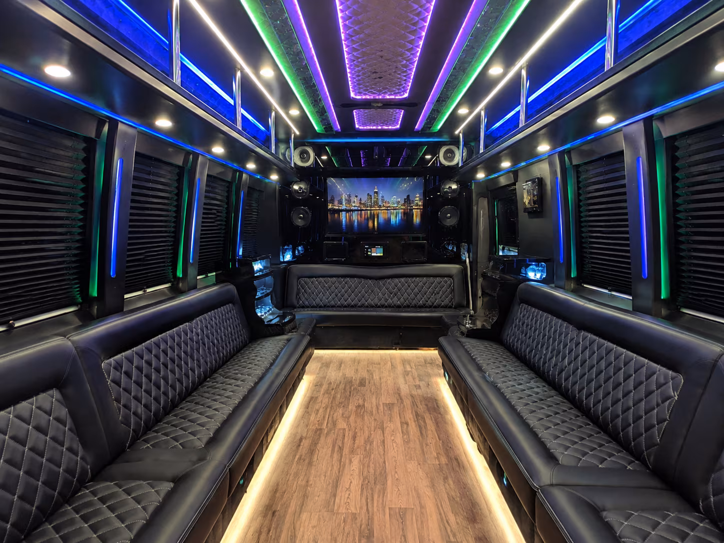 union 25 passenger party bus interior