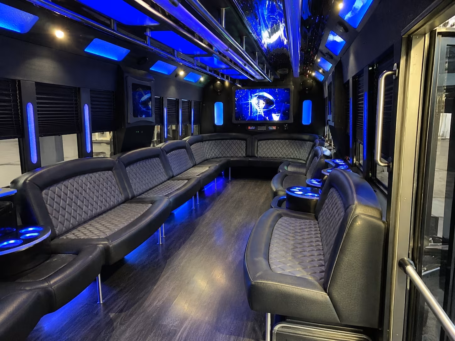 union 28 passenger party bus interior