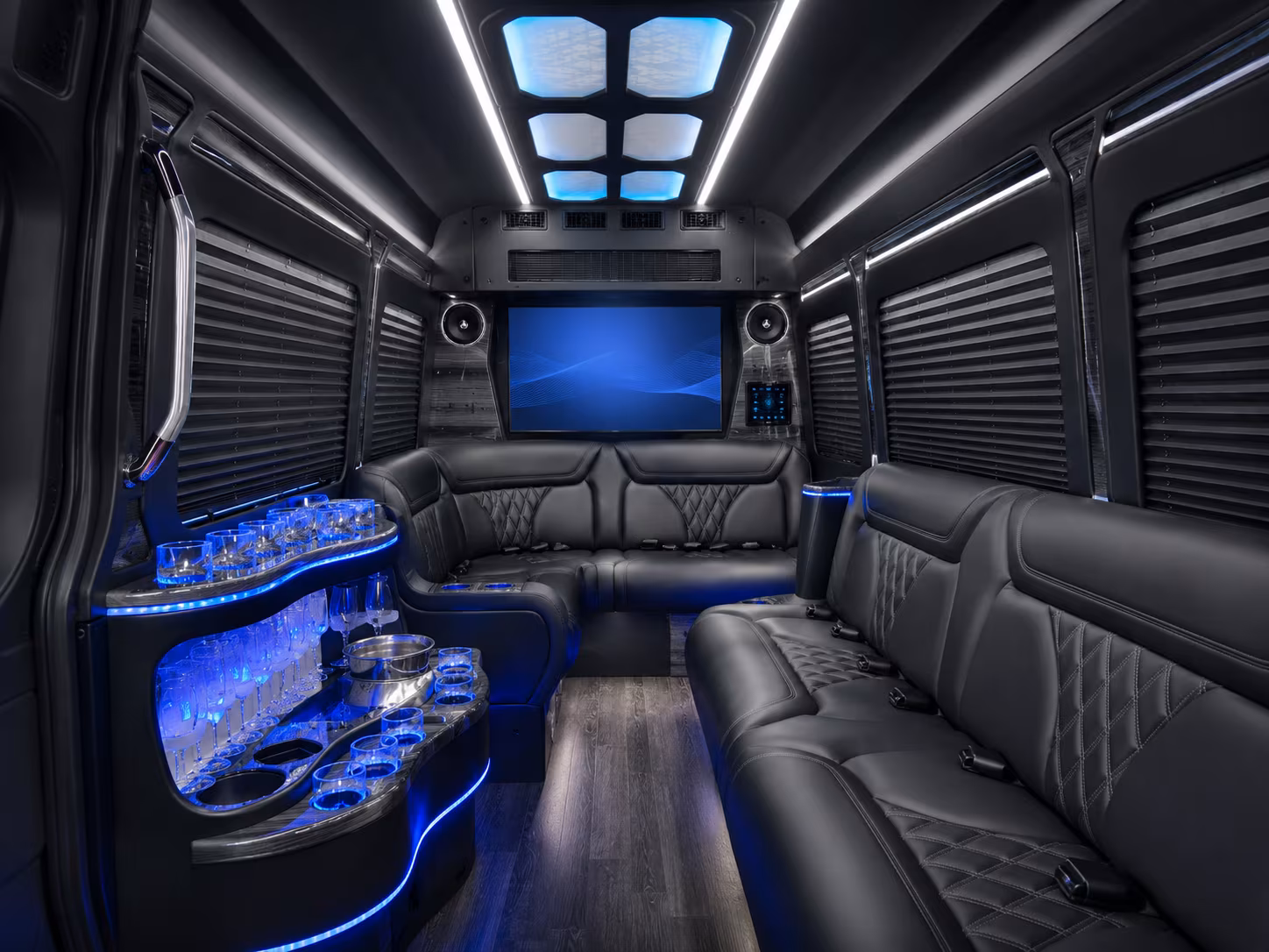 union 40 passenger party bus interior